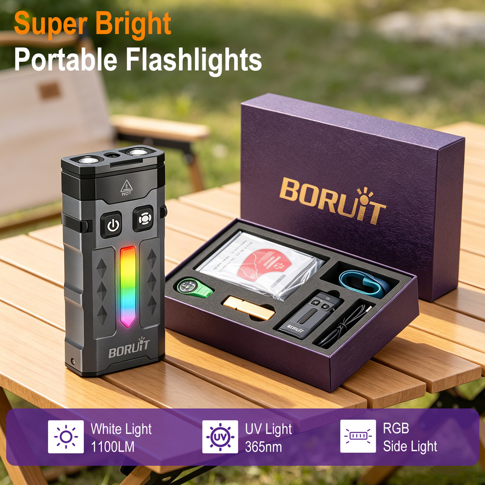 Outdoor Camping Glamping Share - BORUiT EV20 EDC Flashlight 1100LM 365nm