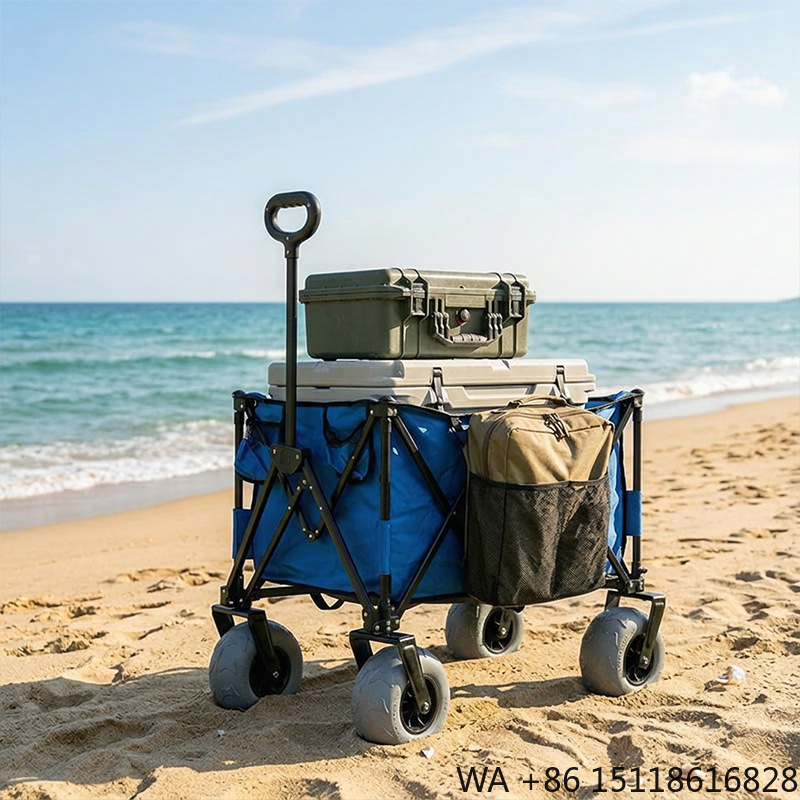 Outdoor Camping Table - Foldable Metal Beach Wagon Quick Release