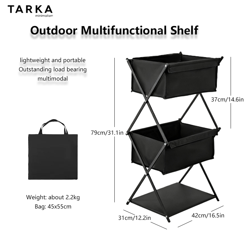 Outdoor Camping Folding Storage Box - TARKA Camping New Storage Rack Three-Layer