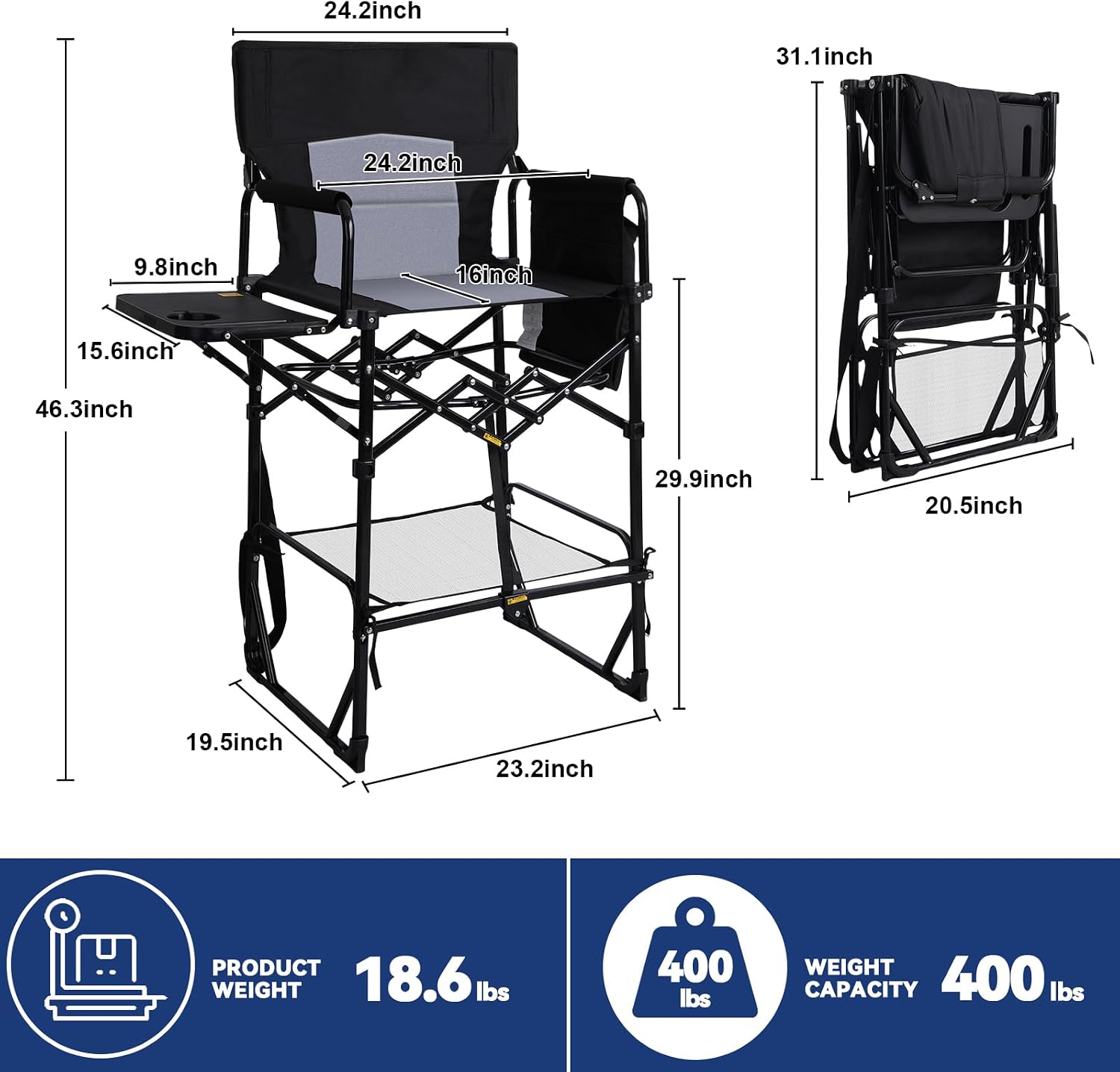 2 Pack Extra Tall Folding Camp - Outdoor Camping High Chair review and price